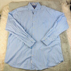 Peter Millar Shirt Mens XL Button Down Dress Shirt Trex Logo Wrinkle Free Stripe